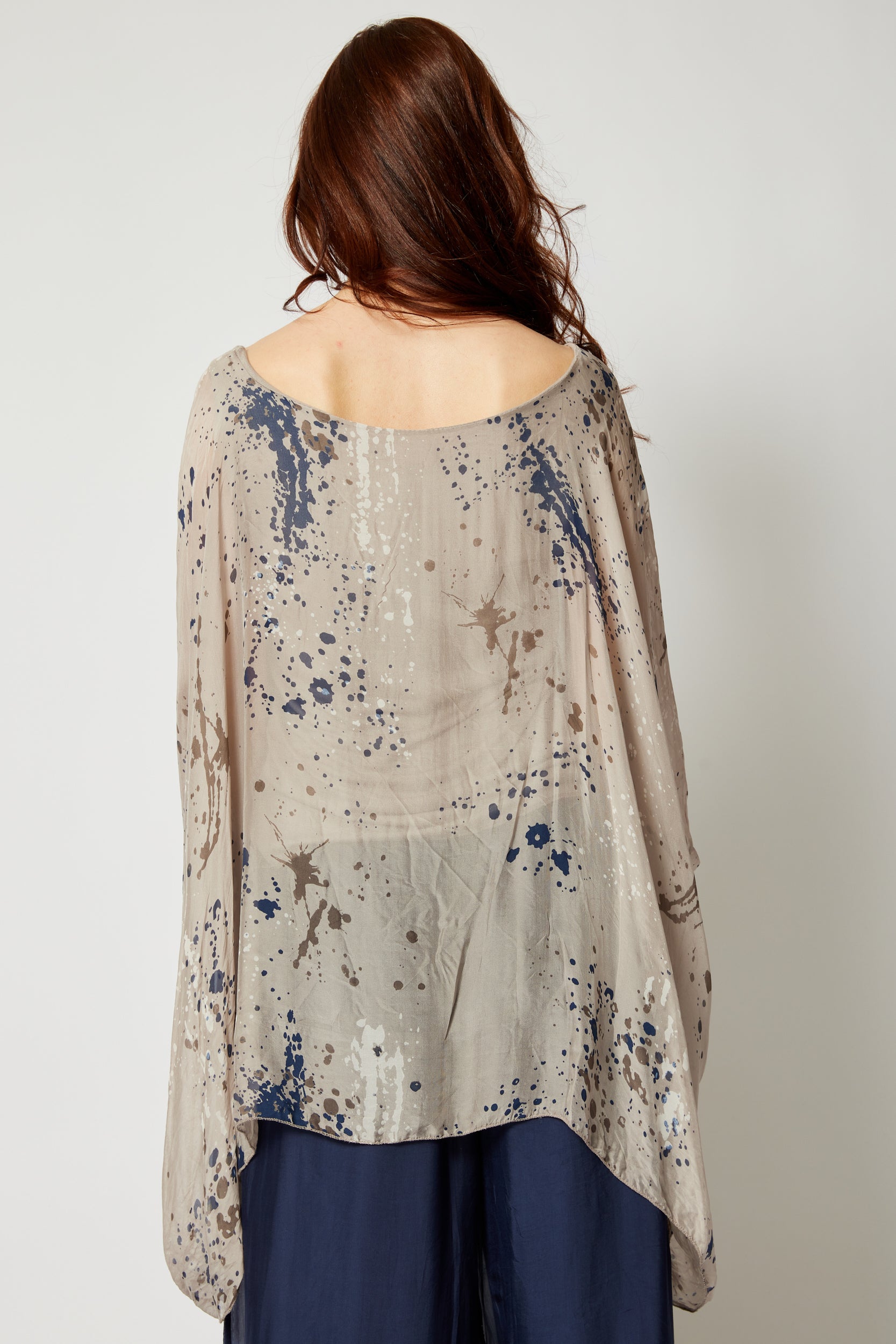 Italian Silk Flowing Splatter Top - Jacqueline B Clothing