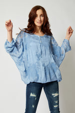 Italian Silk Tone On Tone Lace Top - Jacqueline B Clothing