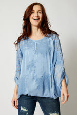 Italian Silk Tone On Tone Lace Top - Jacqueline B Clothing