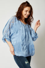 Italian Silk Tone On Tone Lace Top - Jacqueline B Clothing
