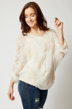 Italian Silk Tone On Tone Lace Top - Jacqueline B Clothing