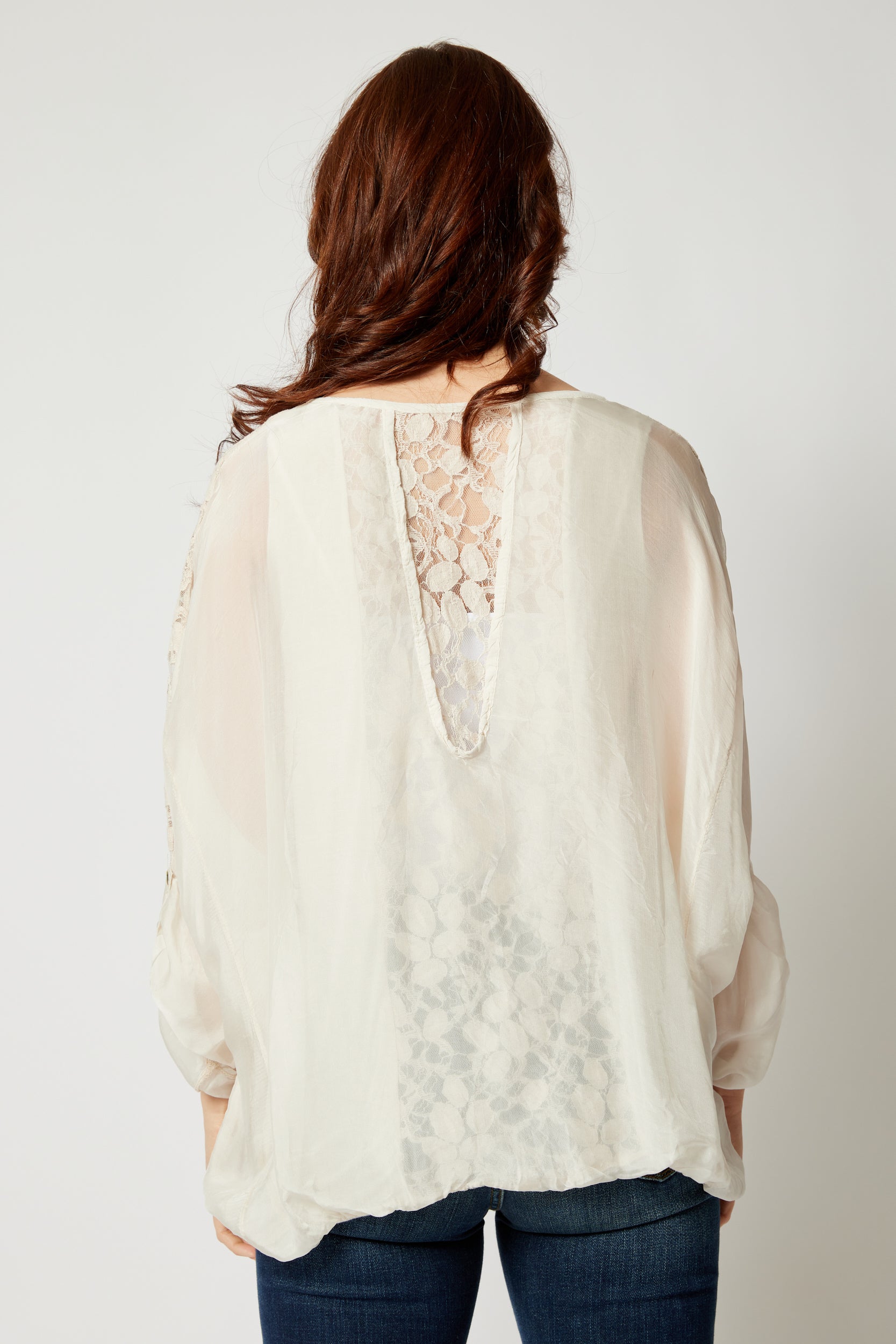 Italian Silk Tone On Tone Lace Top - Jacqueline B Clothing