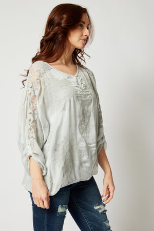 Italian Silk Tone On Tone Lace Top - Jacqueline B Clothing