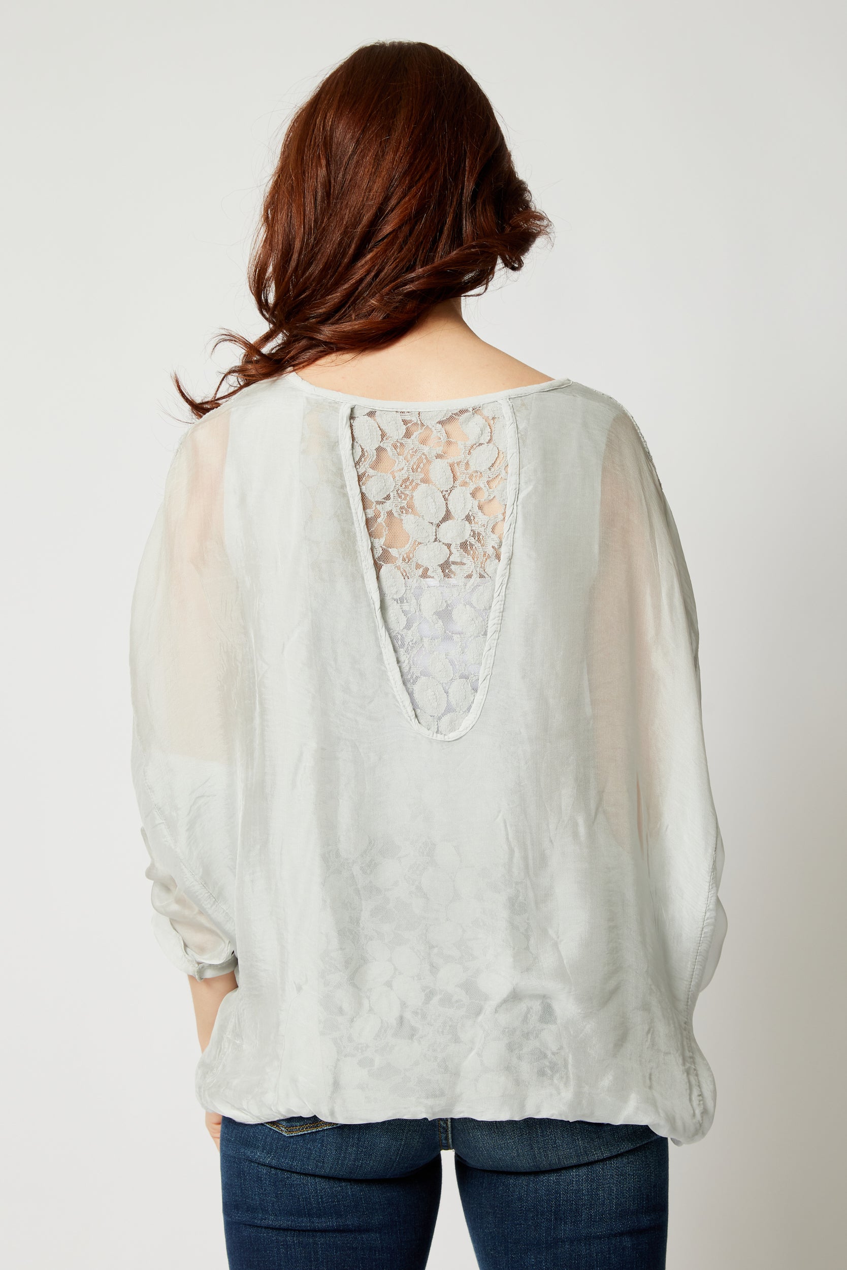 Italian Silk Tone On Tone Lace Top - Jacqueline B Clothing