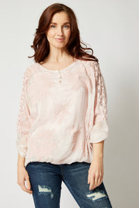 Italian Silk Tone On Tone Lace Top - Jacqueline B Clothing
