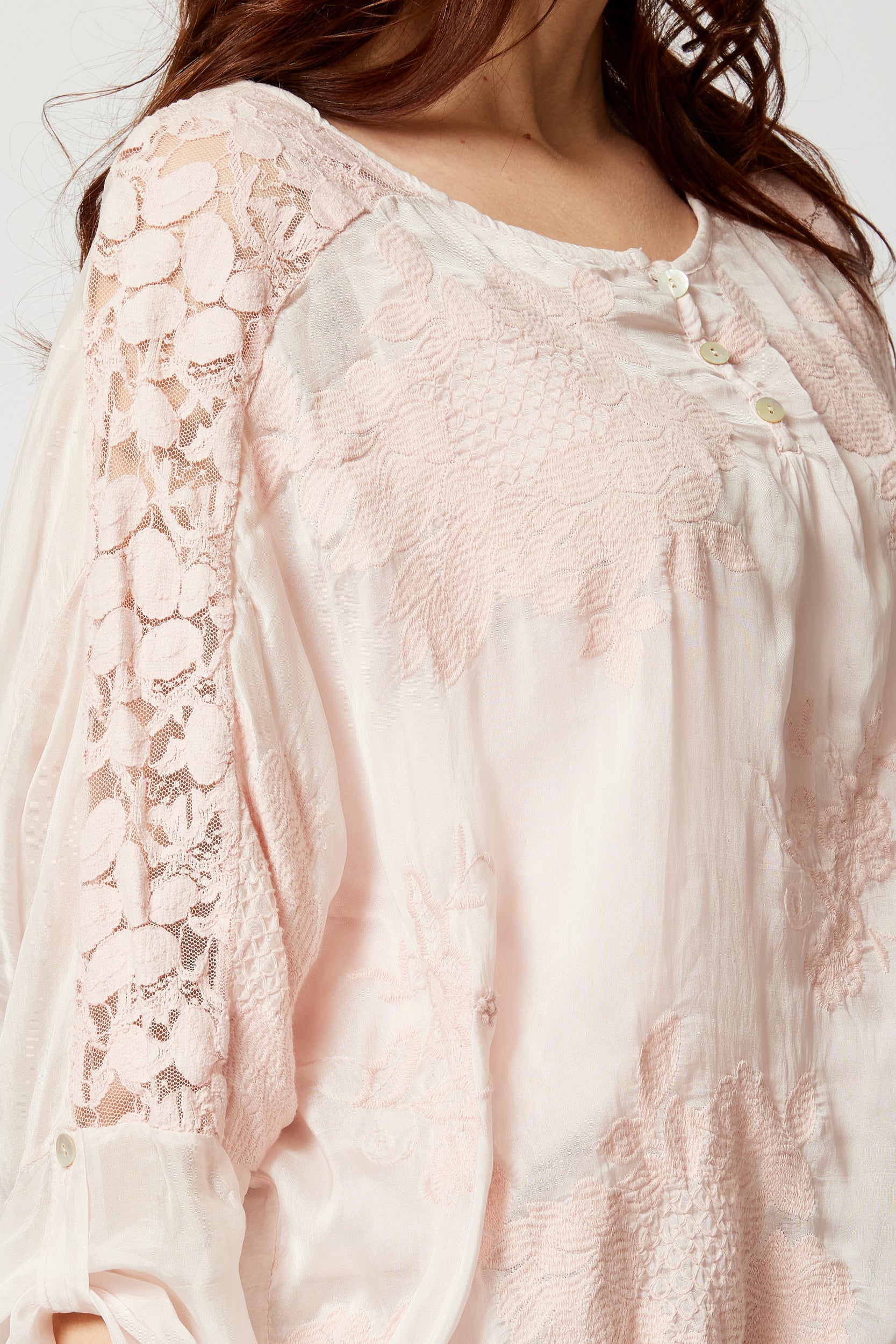 Italian Silk Tone On Tone Lace Top - Jacqueline B Clothing