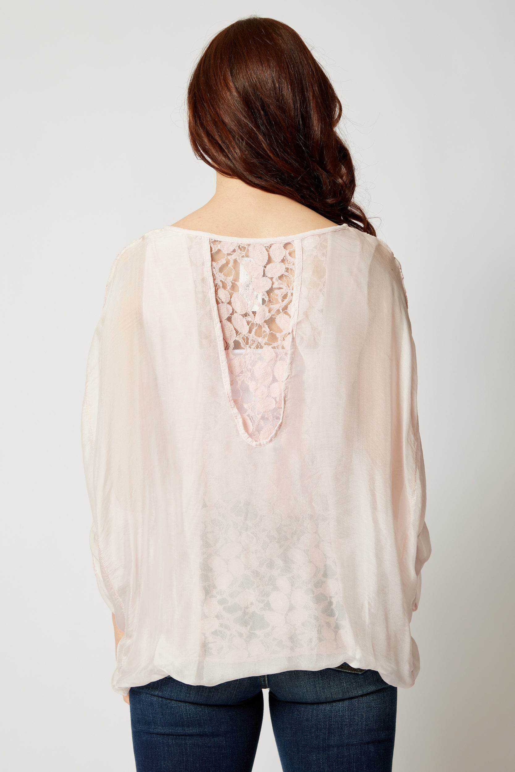 Italian Silk Tone On Tone Lace Top - Jacqueline B Clothing