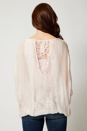 Italian Silk Tone On Tone Lace Top - Jacqueline B Clothing