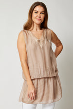 Italian Silk Sleeveless V-Neck Tunic - Jacqueline B Clothing