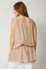 Italian Silk Sleeveless V-Neck Tunic - Jacqueline B Clothing