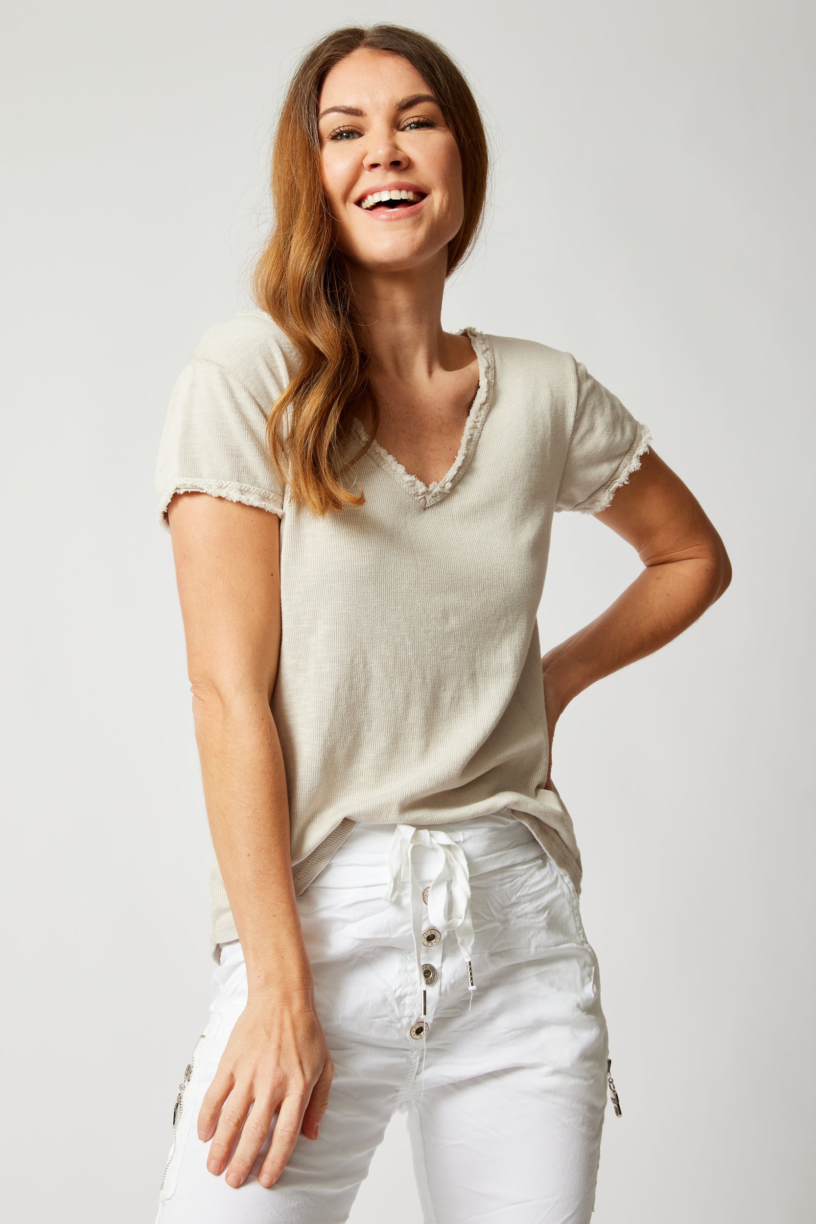 Knit Ruffle Trim Tee