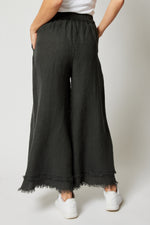 Linen Raw Edge Cropped Pant