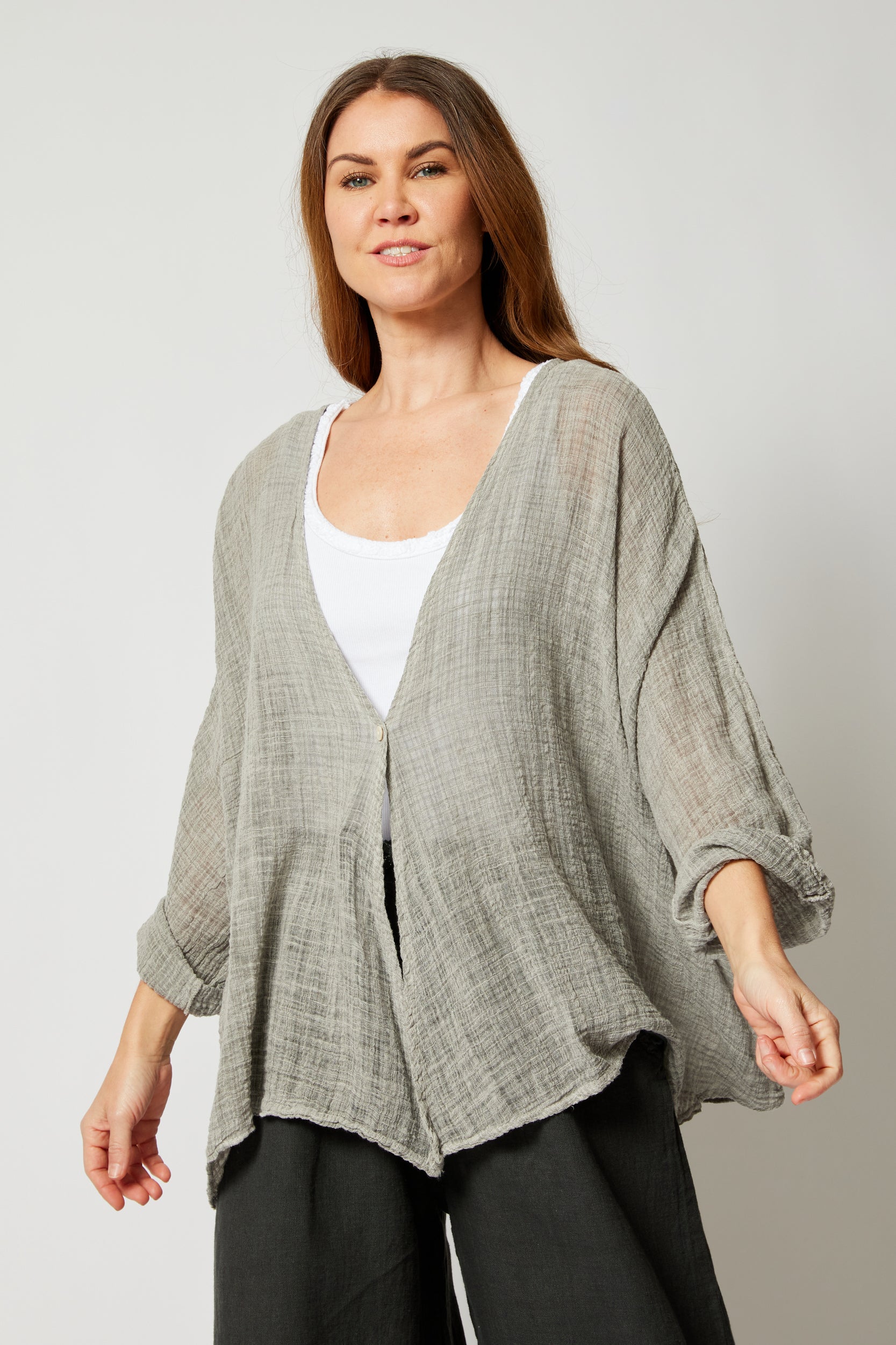 Linen and Gauze One Button Jacket