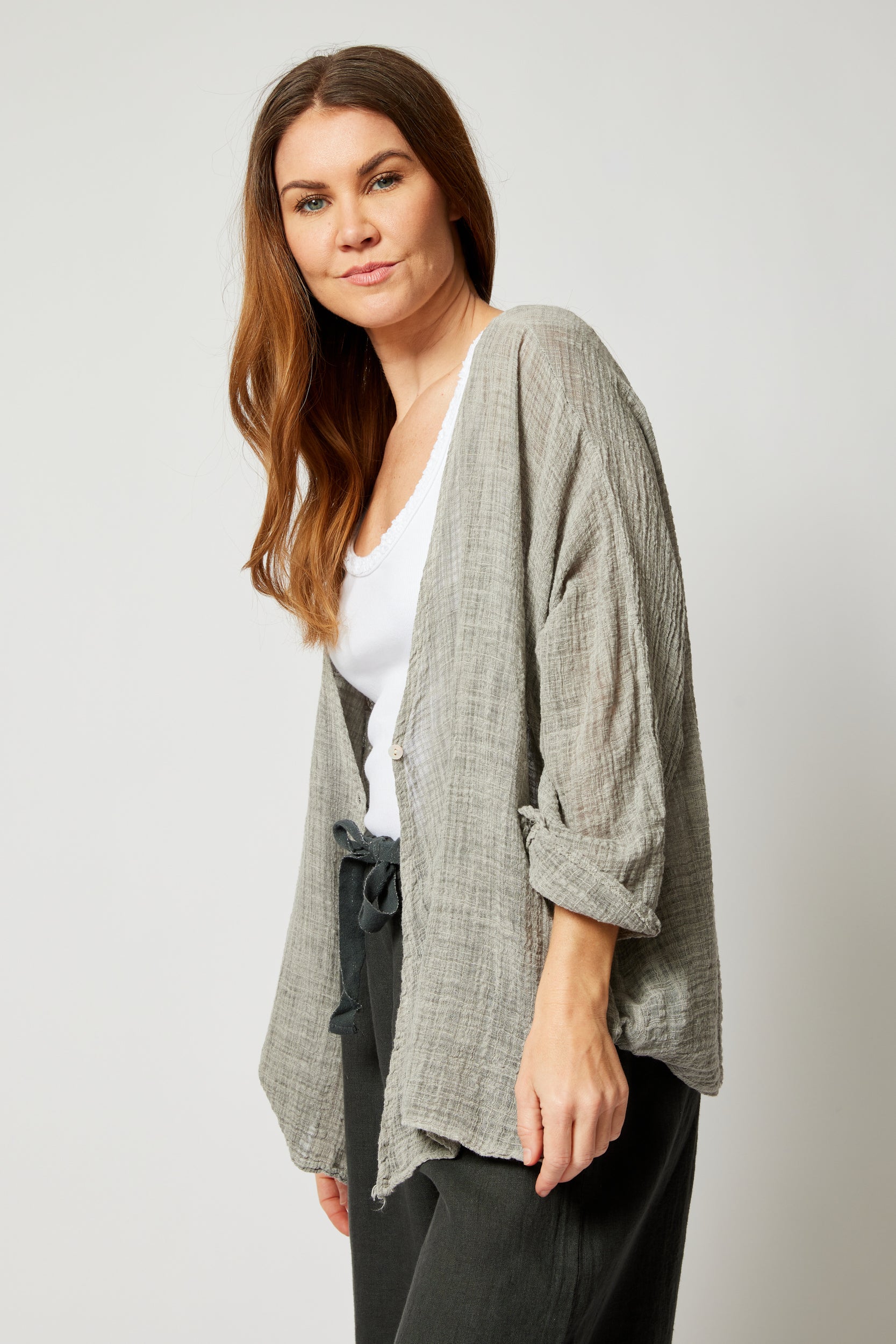 Linen and Gauze One Button Jacket