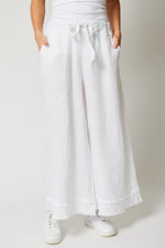 Linen Raw Edge Cropped Pant