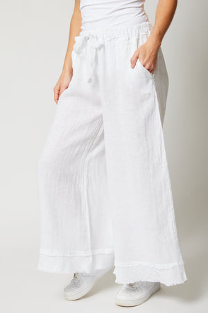 Linen Raw Edge Cropped Pant