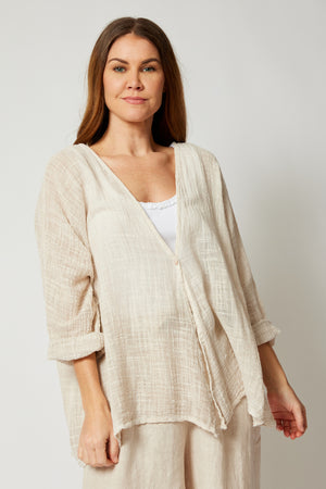 Linen and Gauze One Button Jacket