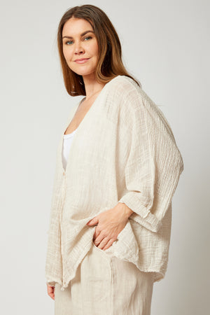 Linen and Gauze One Button Jacket