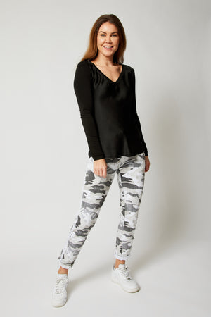 Long Sleeve Fitted Satin Tee (Four Colors) - Jacqueline B Clothing