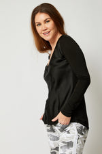 Long Sleeve Fitted Satin Tee (Four Colors) - Jacqueline B Clothing