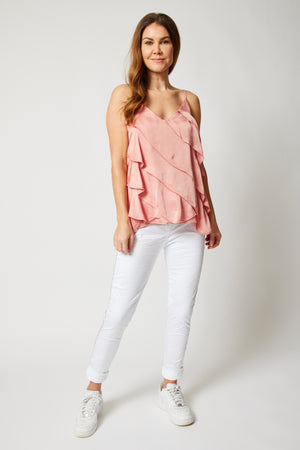 Satin Ruffle Tank