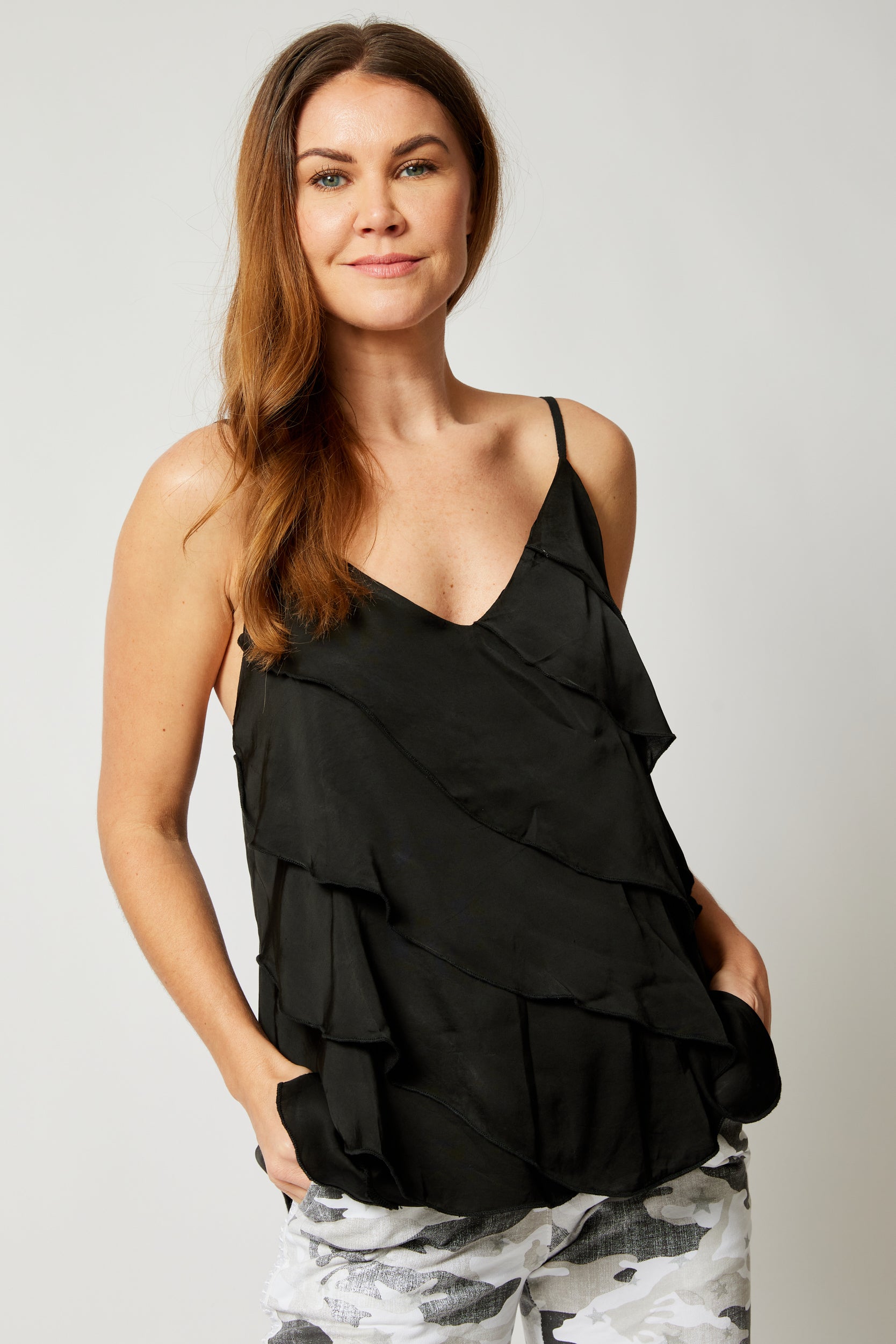 Satin Ruffle Tank