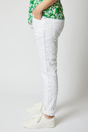 Satin Stripe Italian  Stretch Pants (Six Colors) - Jacqueline B Clothing