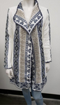 Jacket w/ Navy and Natural Embroidery - Jacqueline B Clothing