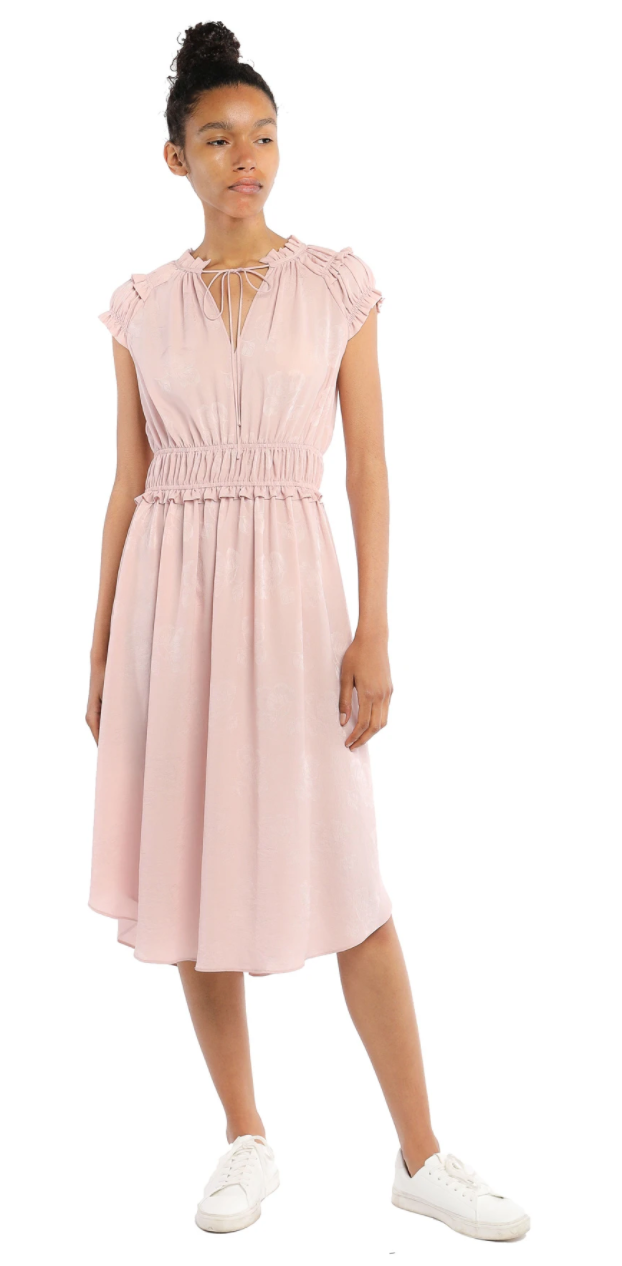 Rosette Mid Length Smocked Waist Dress - Jacqueline B Clothing