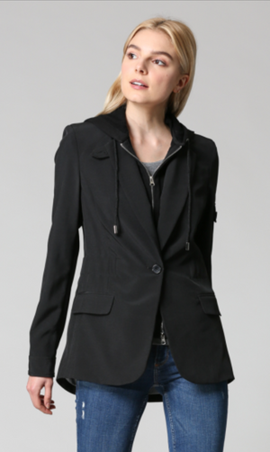 Zip-Out Hoodie Jacket Solid Black - Jacqueline B Clothing