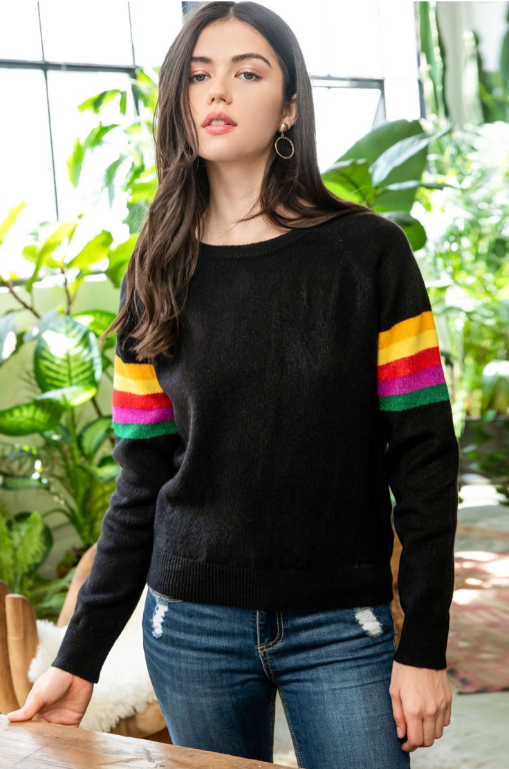 Black Rainbow Sweater - Jacqueline B Clothing