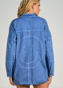 Denim colored  Smily Face Shacket