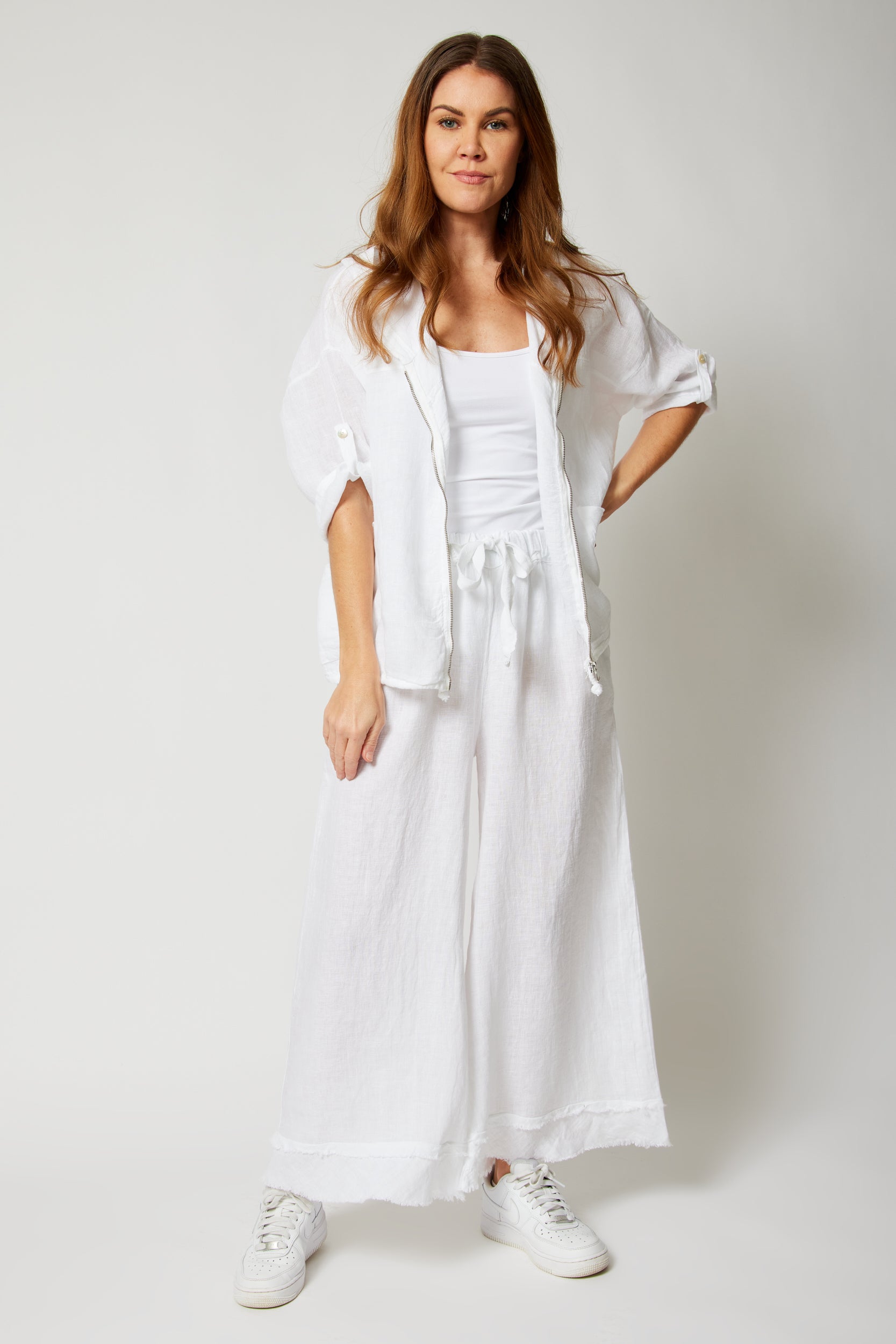 White linen hoodie sale